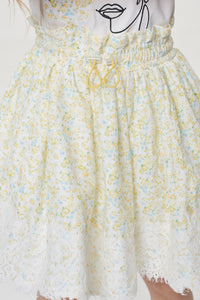 Lace Trim Floral Skirt