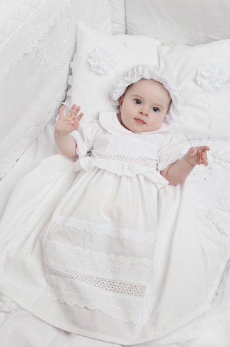 Crochet Lace Baptismal and Christening Dress with Hat