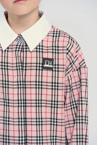 Contrast Collar Checkered Shirt