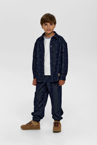 Embossed Denim Pants