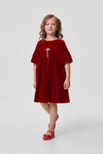 Load image into Gallery viewer, Bow Brooch Velvet Dress