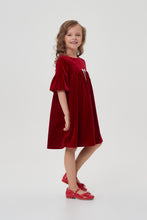 Load image into Gallery viewer, Bow Brooch Velvet Dress