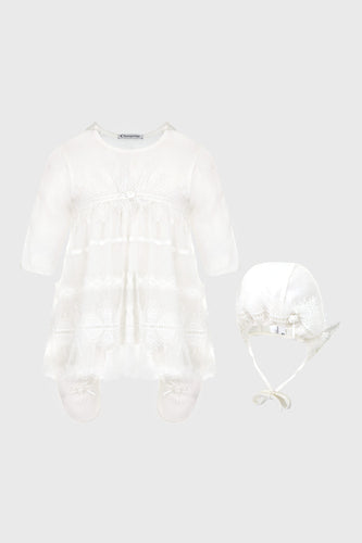 Soft Lace Coverall-Dress, White