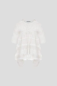 Soft Lace Coverall-Dress, White