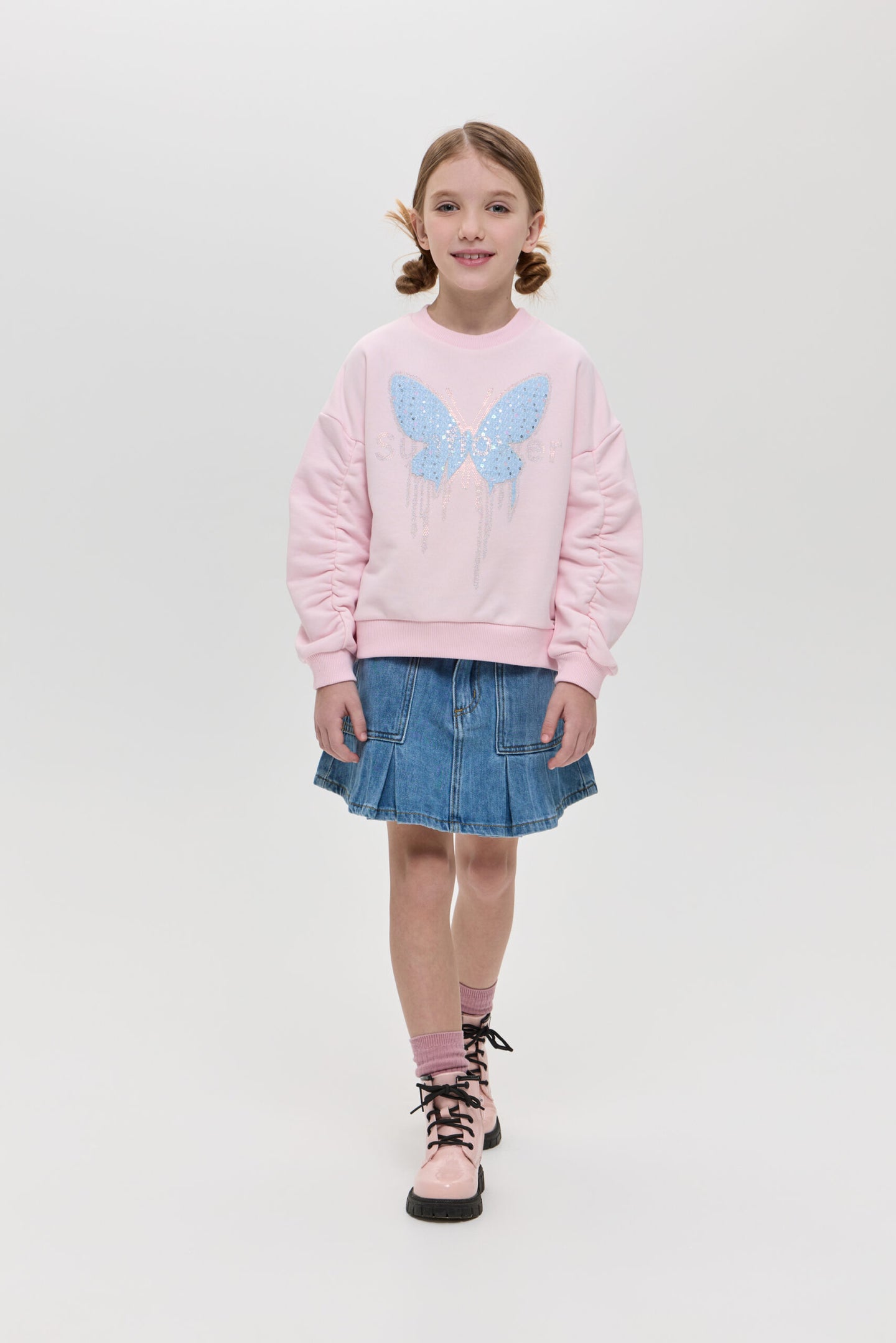Frill Trim Denim Skirt