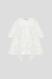 Flower Lace Coverall-Dress and Bonnet Set
