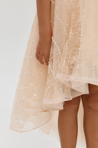 Beaded Lace High-Low Dress