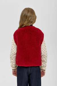 Denim Insert Faux Fur Vest