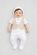 Cargar imagen en el visor de la galería, Linen Vest Attached Tuxedo Coverall with Bonnet