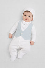 Cargar imagen en el visor de la galería, Stripe Vest Tuxedo-Coverall with Bonnet