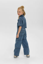 Load image into Gallery viewer, Crop Denim Blouse and Pants Set