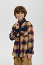 Cargar imagen en el visor de la galería, Denim Collar Checkered Shirt