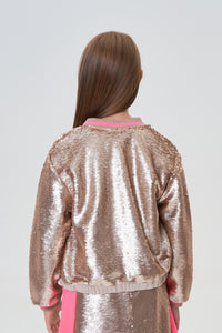 Sequins Bomber Jacket, Gold