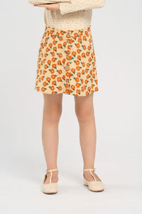 Floral Print Corduroy Skirt