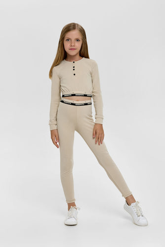 Banded Leggings, Beige