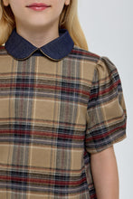Cargar imagen en el visor de la galería, Denim Collar Checkered Dress