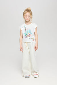 Stretch Waist Wide Leg Denim Pants