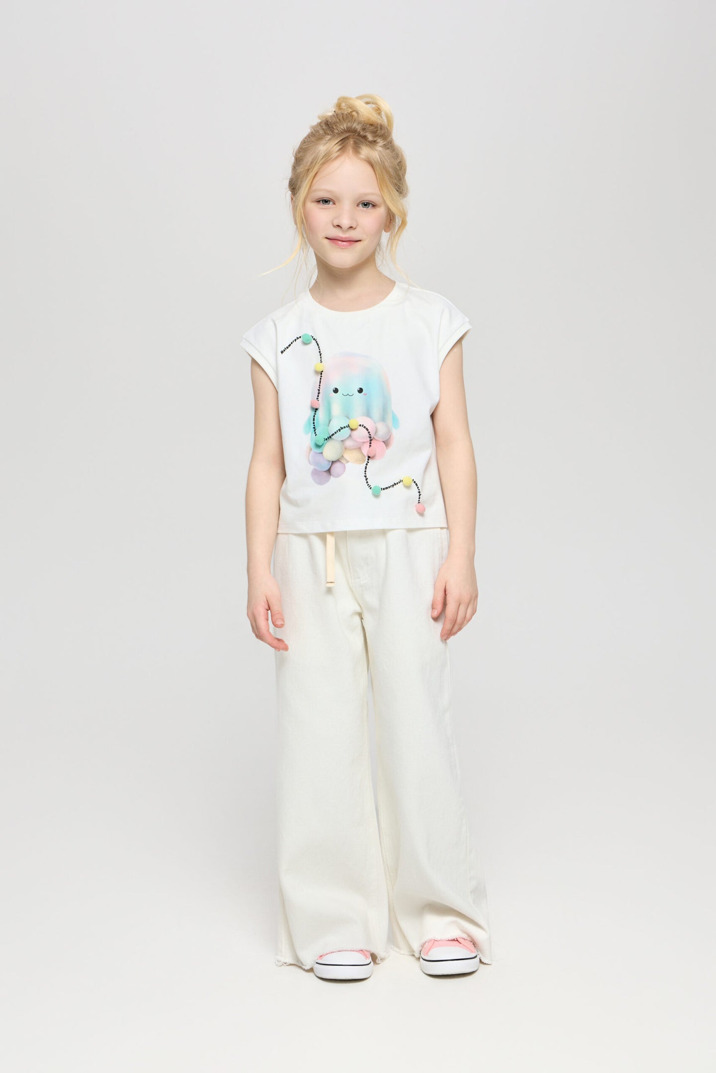 Stretch Waist Wide Leg Denim Pants
