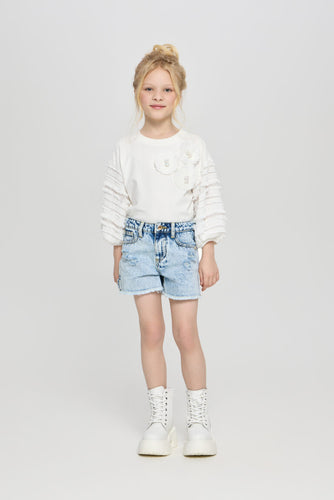 Gold Buttons Denim Shorts