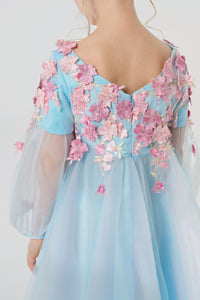3D Flowers Ombre Dress