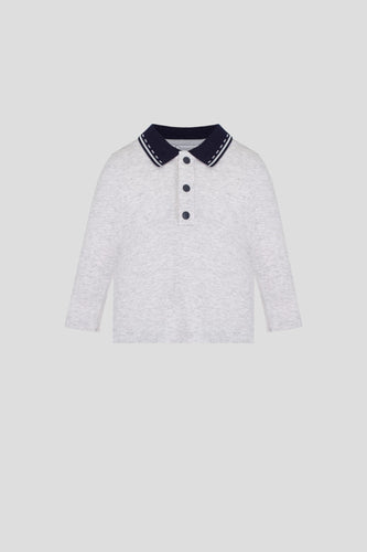 Stitched Collar Long Sleeve Polo