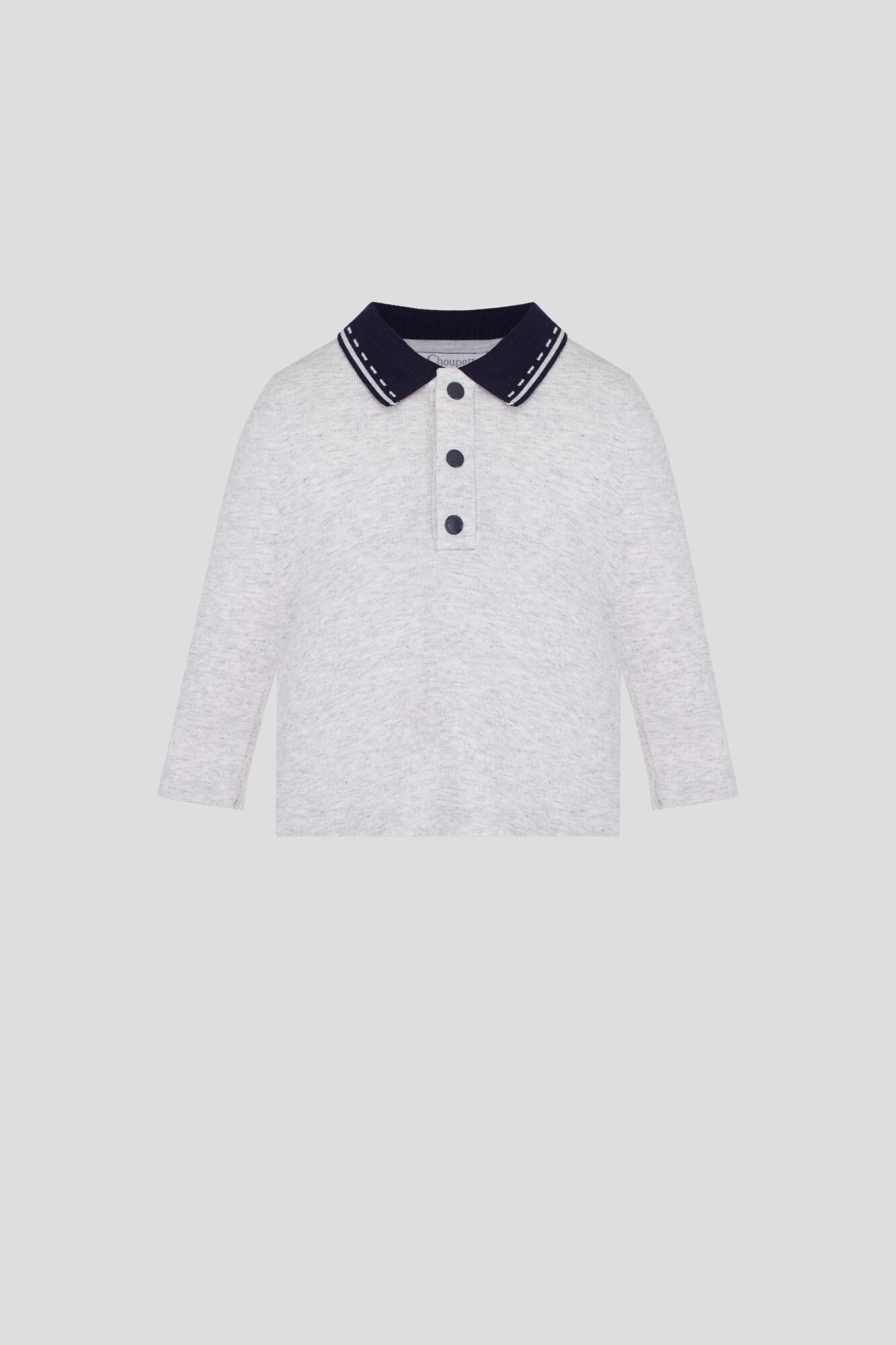Stitched Collar Long Sleeve Polo