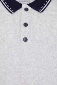 Stitched Collar Long Sleeve Polo