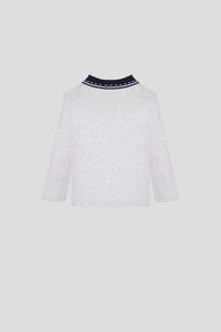 Stitched Collar Long Sleeve Polo