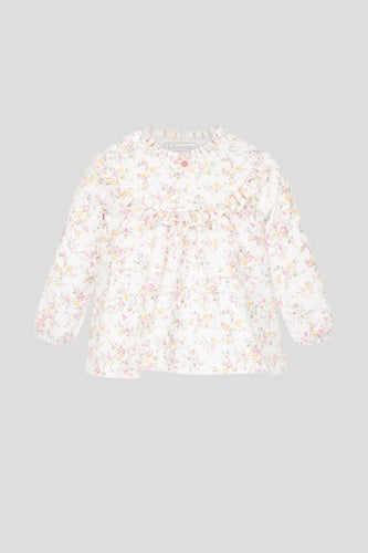 Front Ruffle Floral Blouse