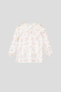 Front Ruffle Floral Blouse