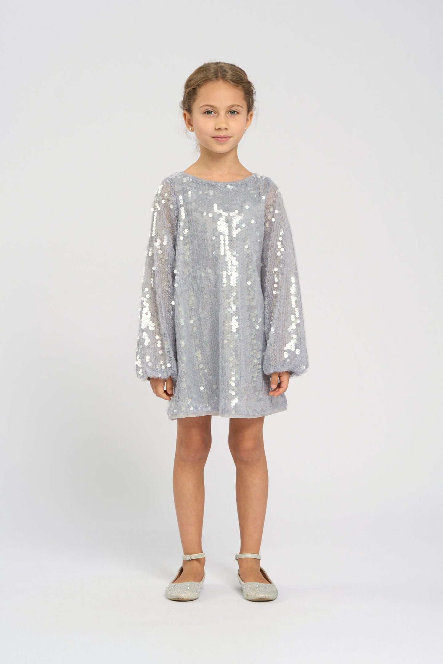 Balloon Sleeves Sequins Dress