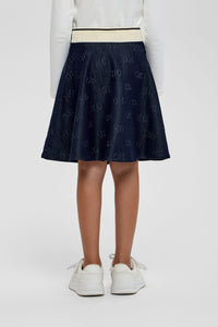 Logo Embossed Denim Skirt