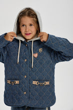 Cargar imagen en el visor de la galería, Quilted Warm Denim Jacket with Hoodie