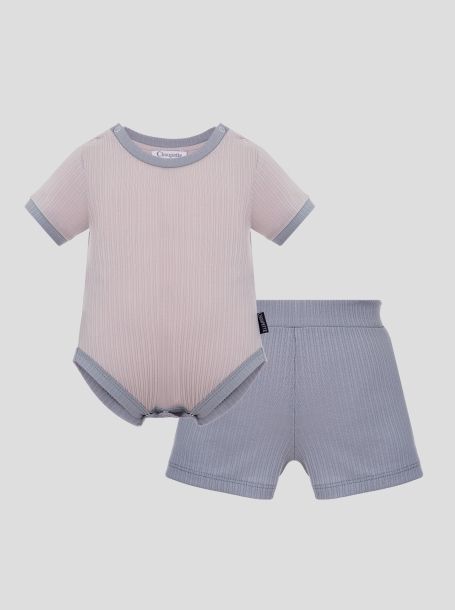 Basic Ribbed Bodysuit and Shorts Set