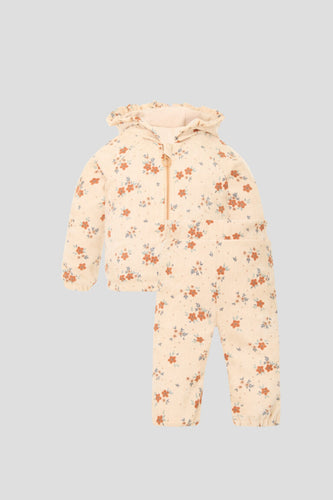 Floral Print Corduroy Tracksuit Set