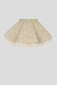 Tulle Trim Floral Skirt
