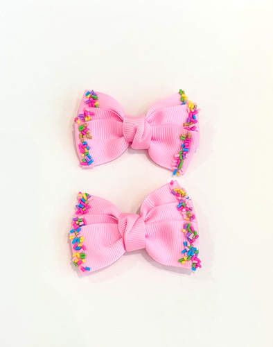 Confetti Bow Pins (2-pack), Pink