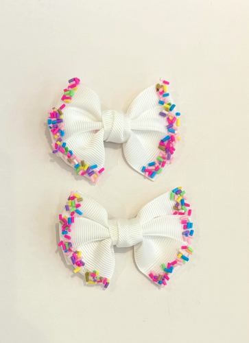 Confetti Bow Pins (2-pack), White