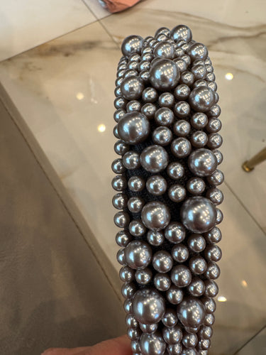 Elegant Pearl Headband, Grey