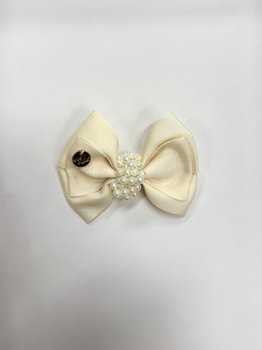 Pearl Decors Bow Pin, Ivory