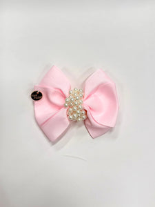 Pearl Decors Bow Pin, Pink