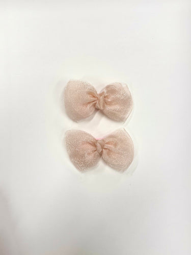 Organza Bow Pin (2-Pack), Dusty Pink