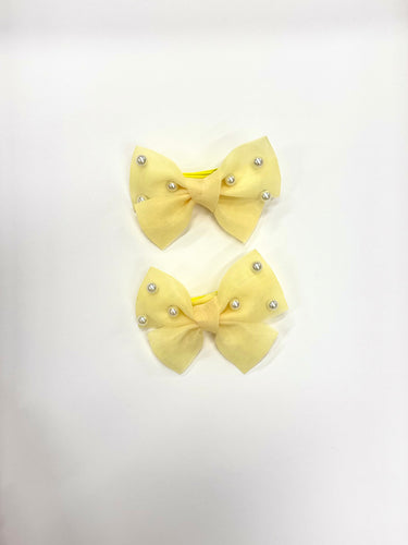 Pearl Decors Organza Bow Pins (2-Pack), Yellow