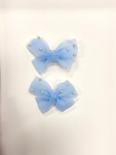 Pearl Decors Organza Bow Pins (2-Pack), Blue