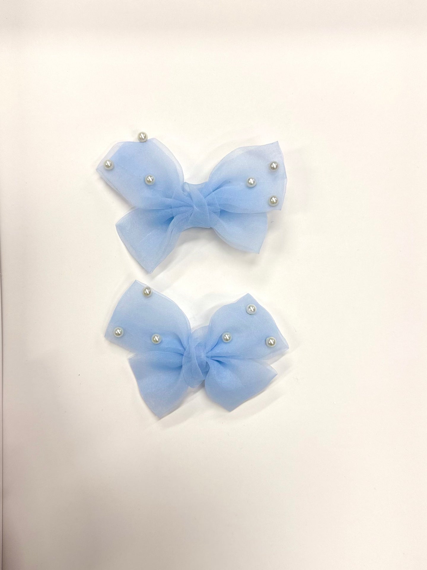 Pearl Decors Organza Bow Pins (2-Pack), Blue