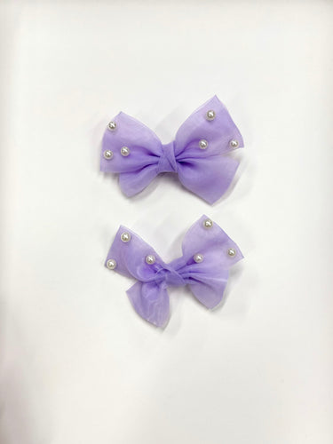 Pearl Decors Organza Bow Pins (2-Pack), Lavander