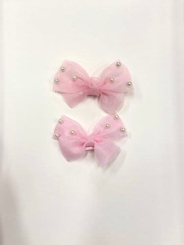 Pearl Decors Organza Bow Pins (2-Pack), Pink