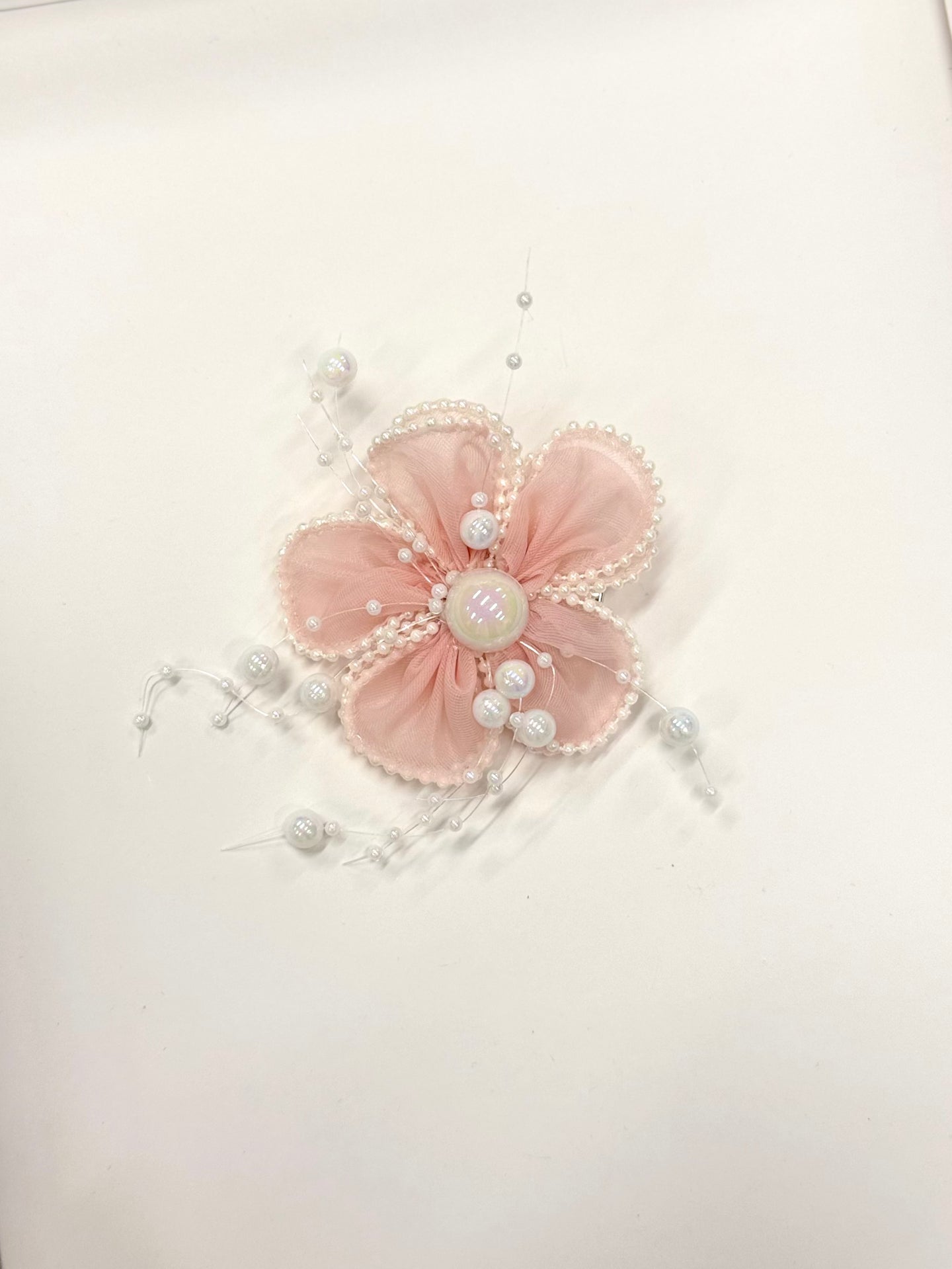 Pearl Decorated Flower Pin, Pink