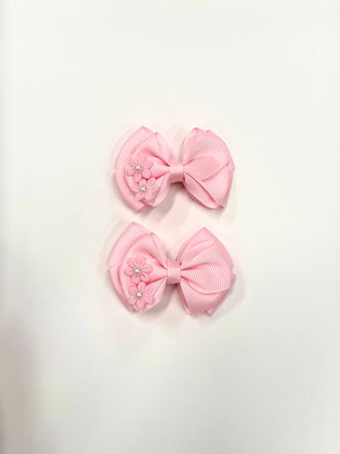 Flower Decors Bow Pins (2-Pack), Pink
