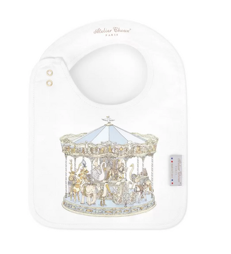 Atelier Choux Carousel BLUE MEDIUM SATIN Bib